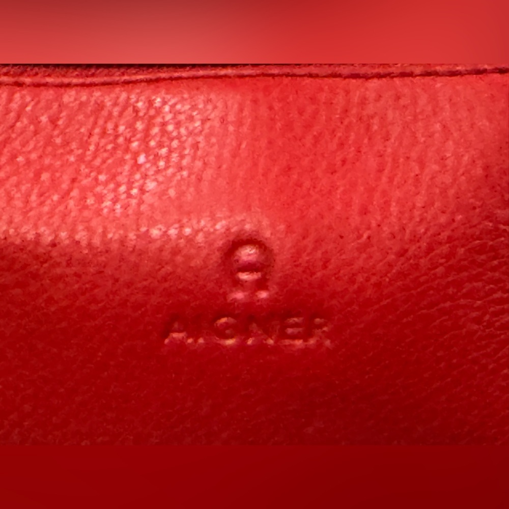 Etienne Aigner: Red Genuine Leather Mini Wristlet - Picture 3 of 7